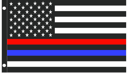 USA Thin Blue Line and Red Line American Flag